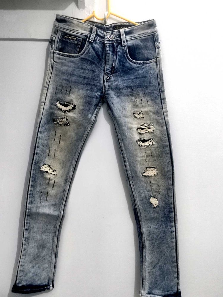 Ripped &amp; Repaired Slim Fit Jeans