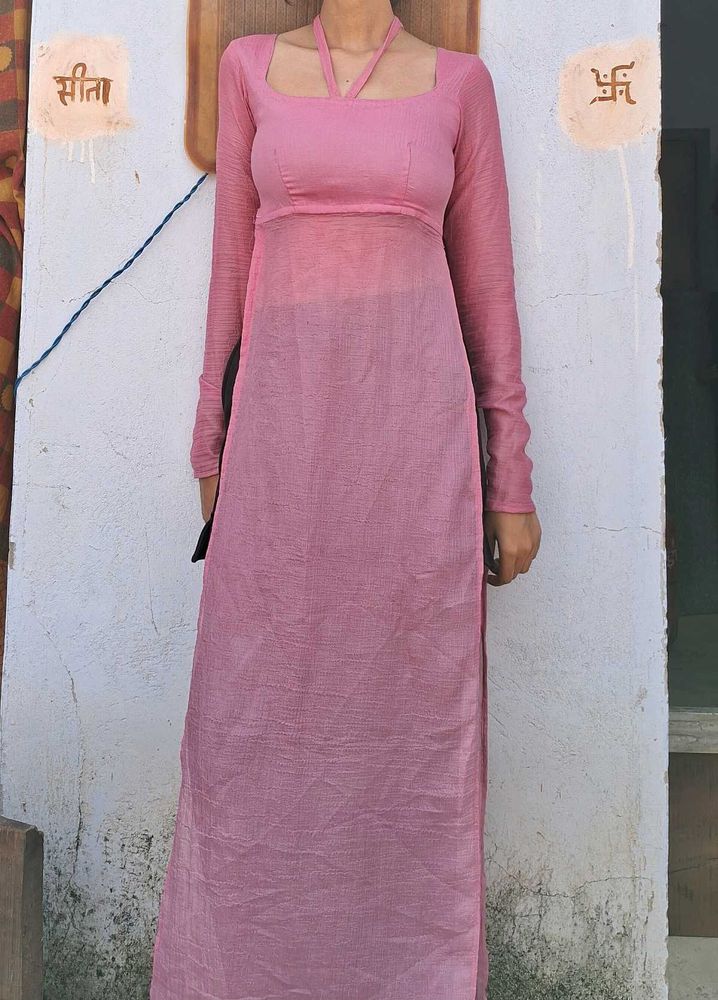 Pink Linen Kurta