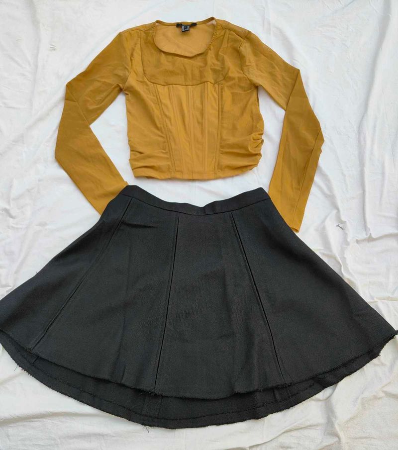 Forever 21 Top &amp; Puella Short Skirt Set ( Combo )