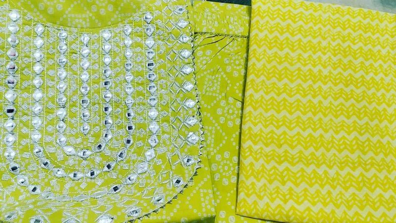 Lime Green Mirror Work Salwar Kameez