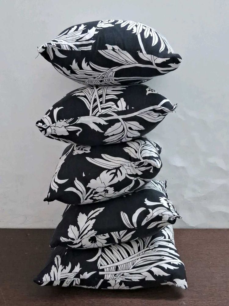 Black &amp; White Floral Throw Pillows