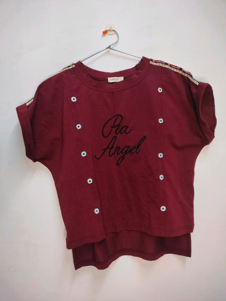 Maroon Crop Tshirt