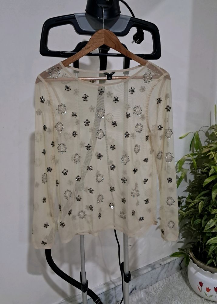 Beaded Mesh Top