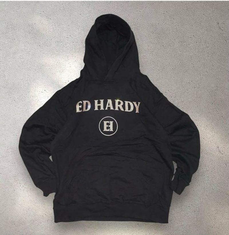 Ed Hardy Black Logo Hoodie