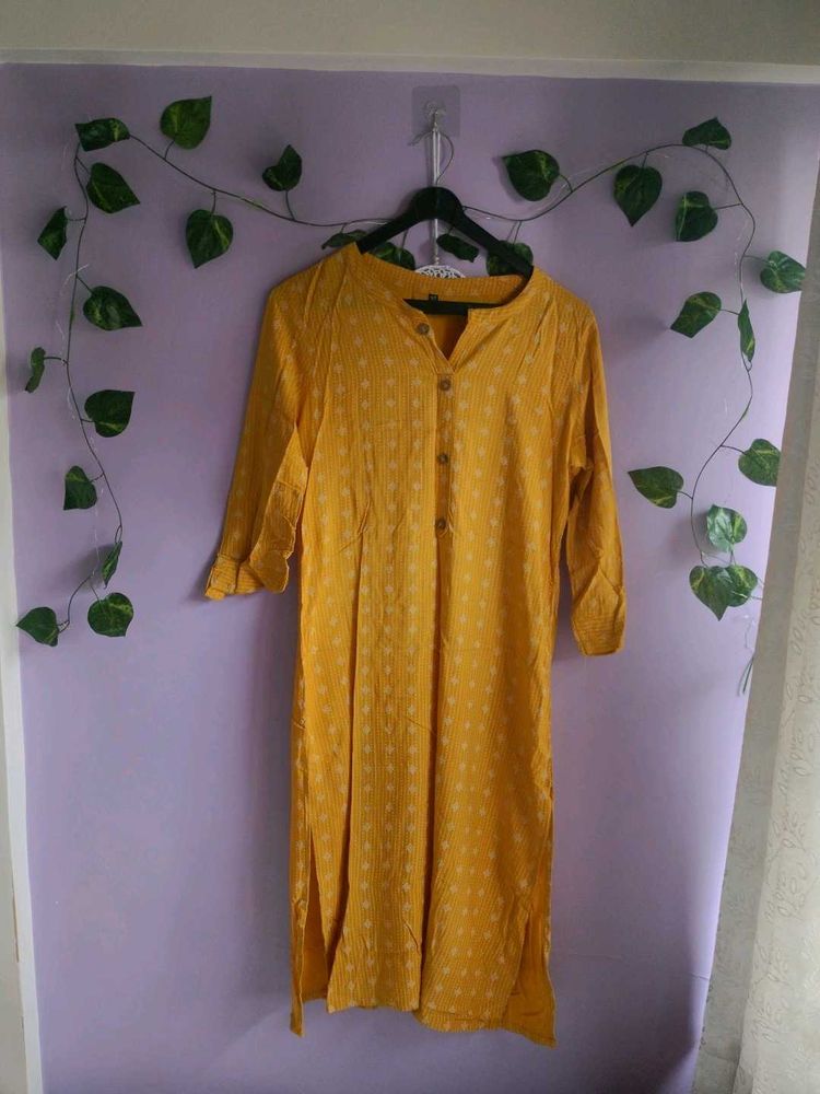 Yellow Printed Kurta