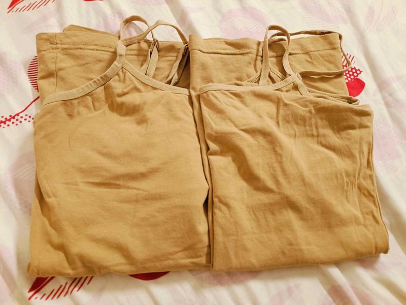 Beige Women Camisole/Slip Pure Cotton