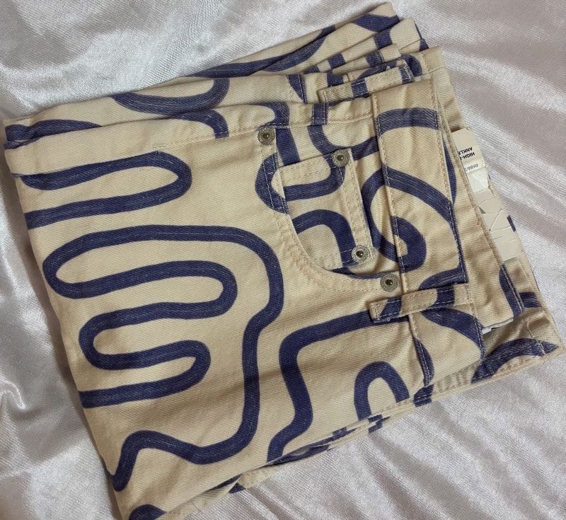 Zara Retro Swirl Pattern Straight Jeans!