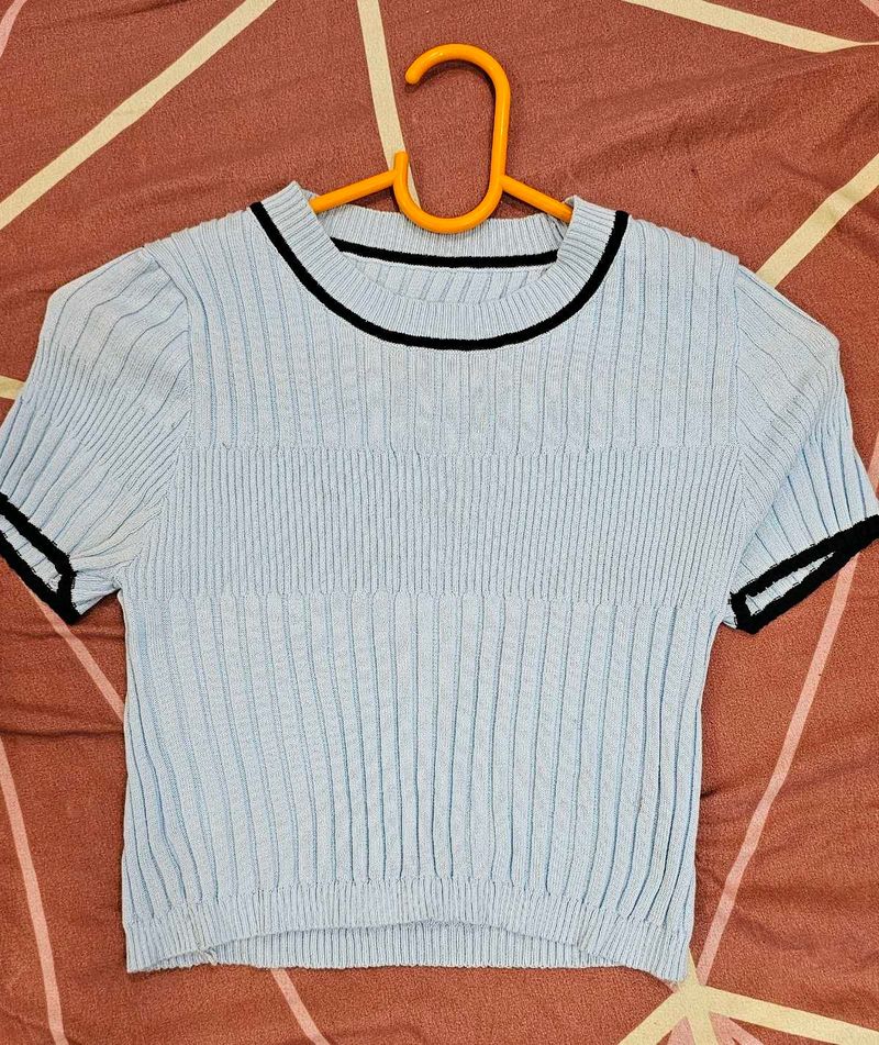 ribbed colourblock good quality crop top