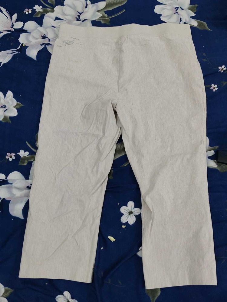 Beige Cropped Pants