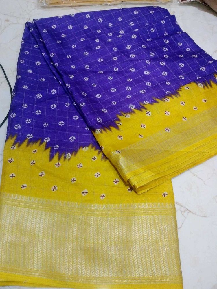 Elegant Blue &amp; Yellow Saree