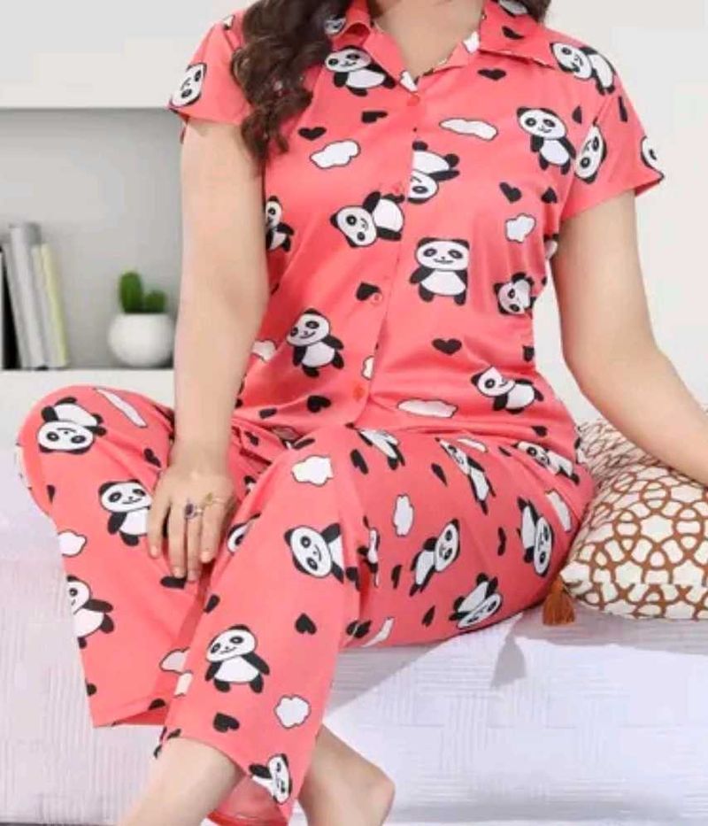 Panda Print Pajama Set