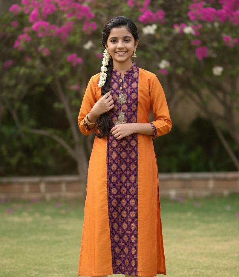 Orange &amp; Purple Kurta
