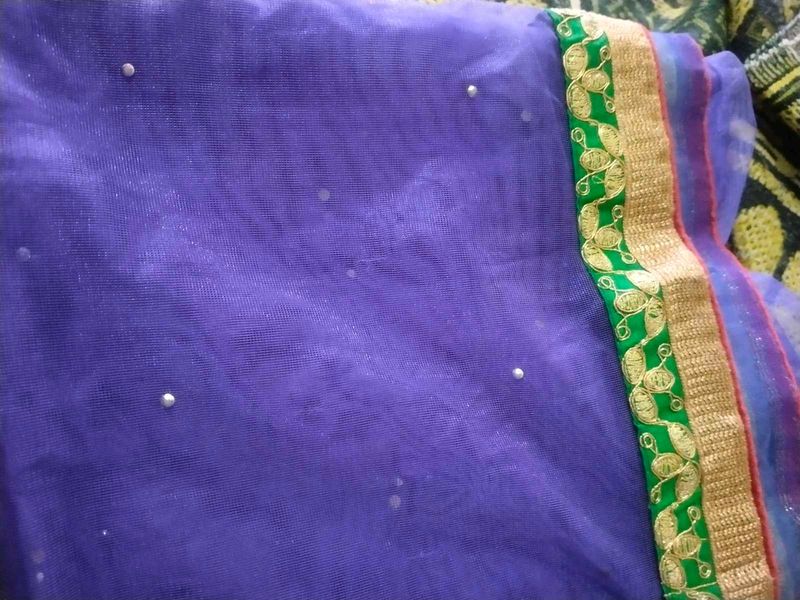Embroidered Purple Dupatta