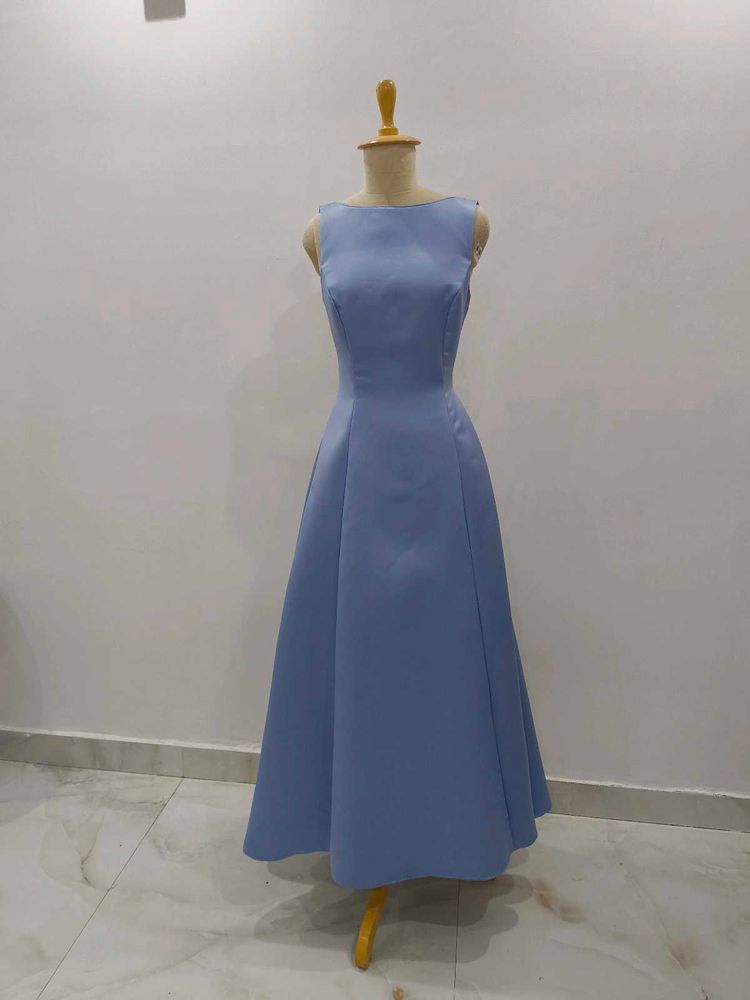 big flared satin gown