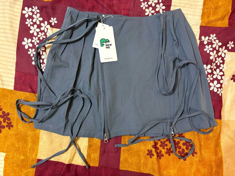 Drawstring Knot Pleated Miniskirt