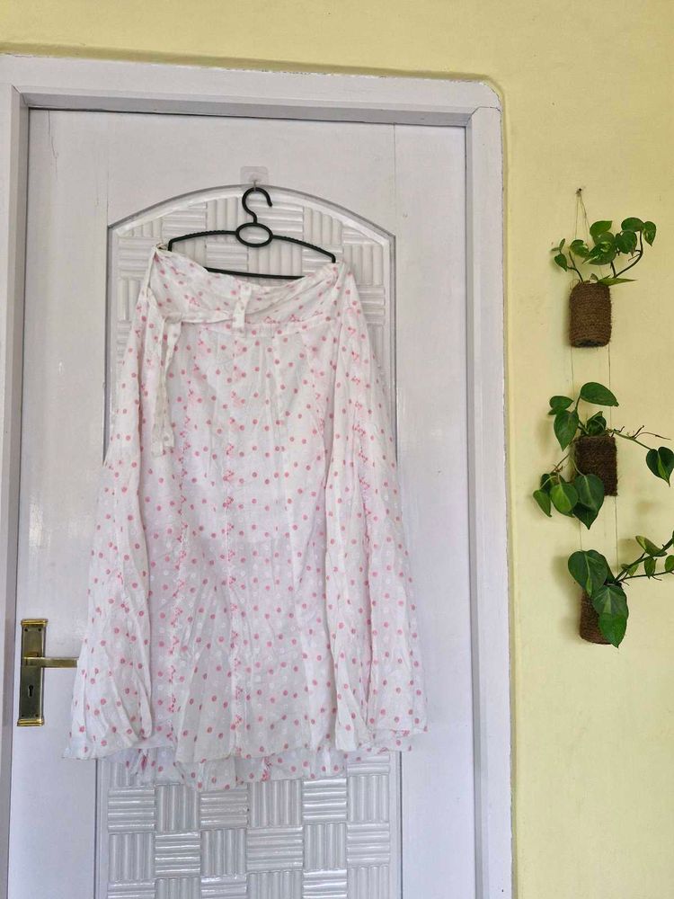 White Pinteresty Skirt With Pink Flowers