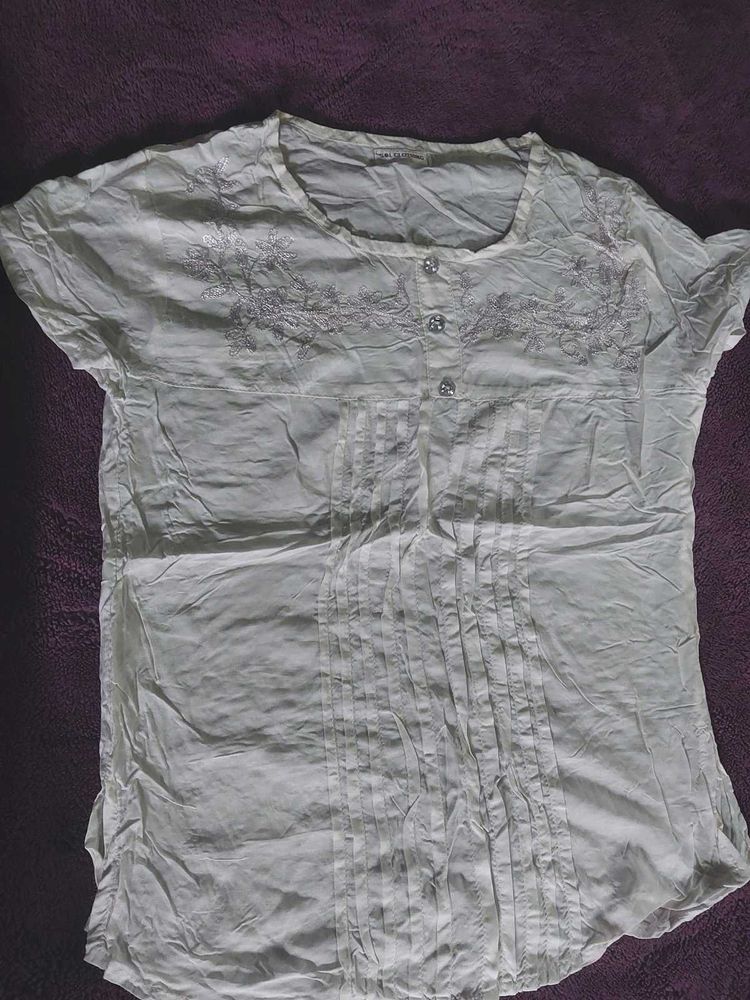 Embroidered White Top