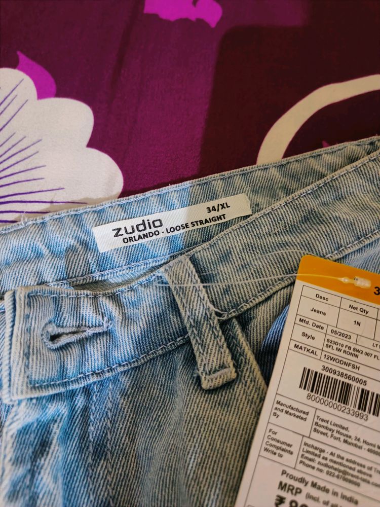 Blue wide leg jeans