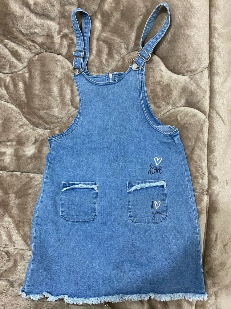 Cute Blue Denim Jumper Dress