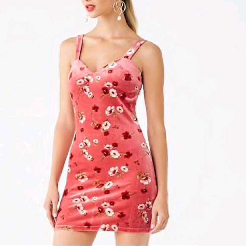 Floral Velvet Mini Dress 34 to 36