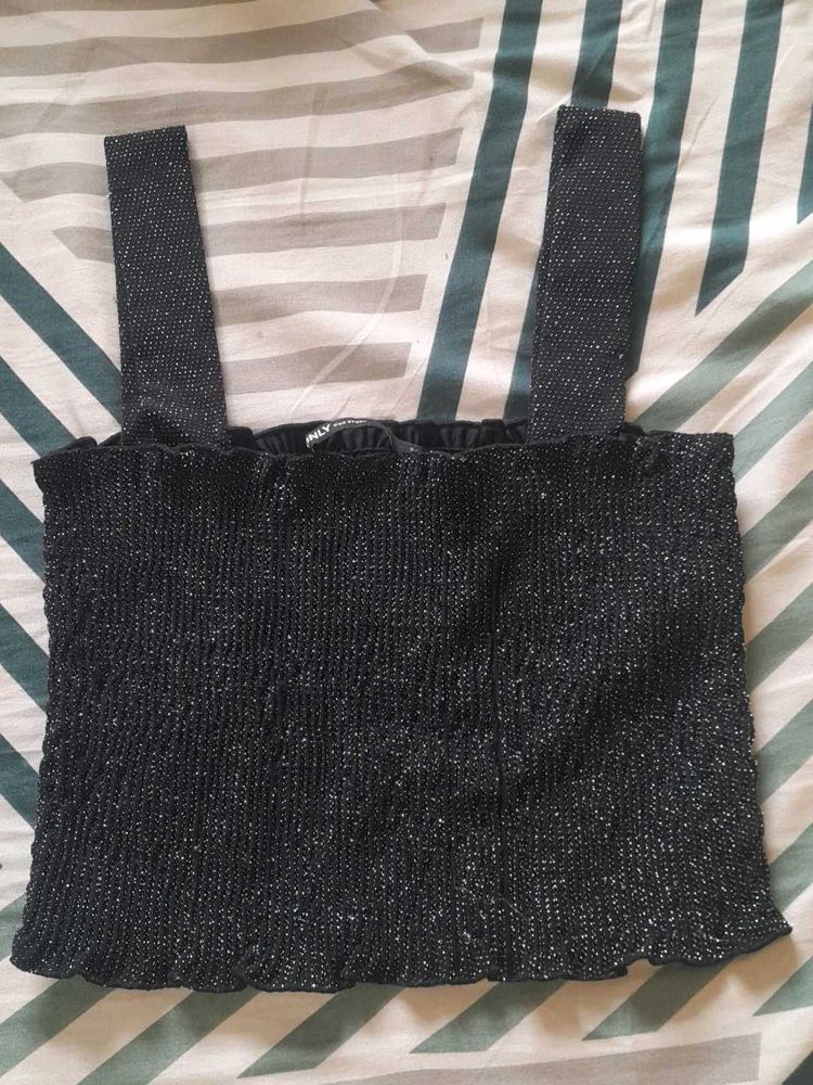 Sparkly Black Crop Top