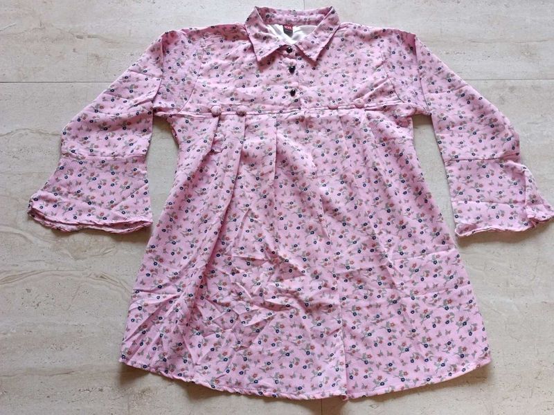 Cute Pink Floral Short Kurta