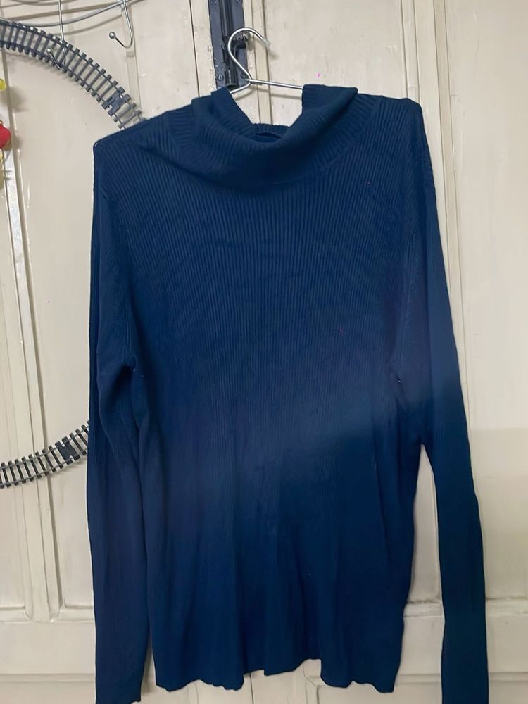 Blue Turtleneck Sweater