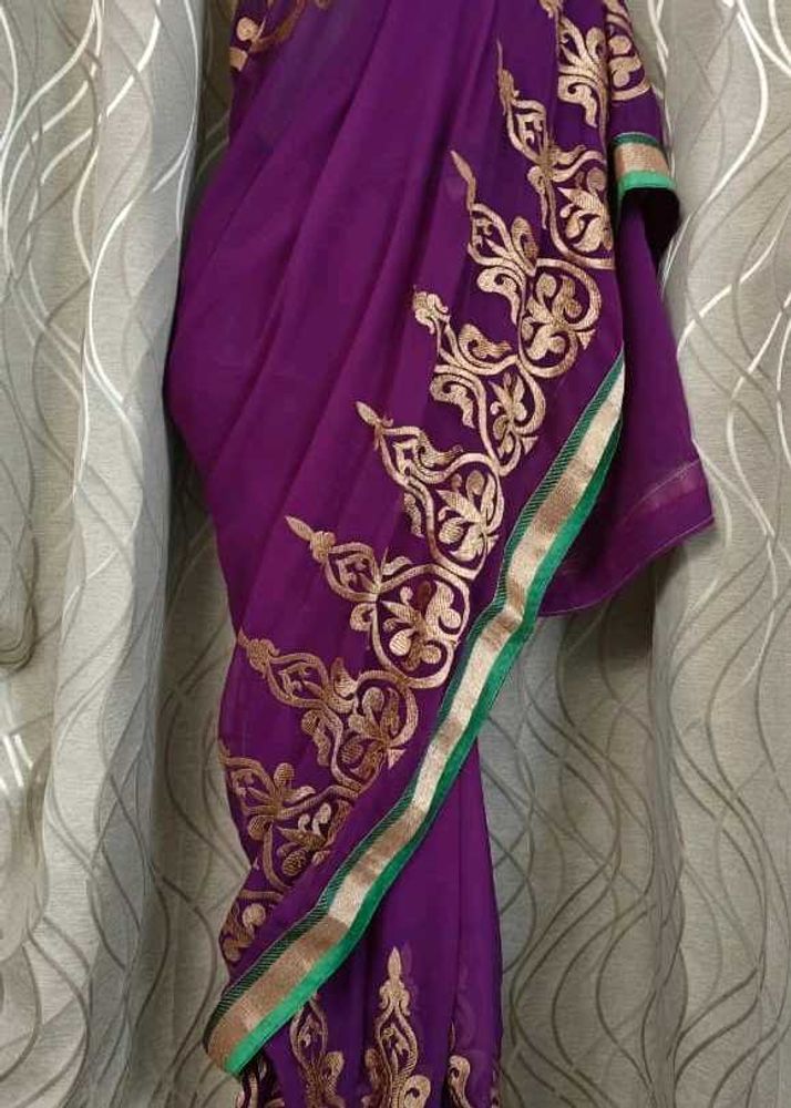 Purple Embroidered Saree