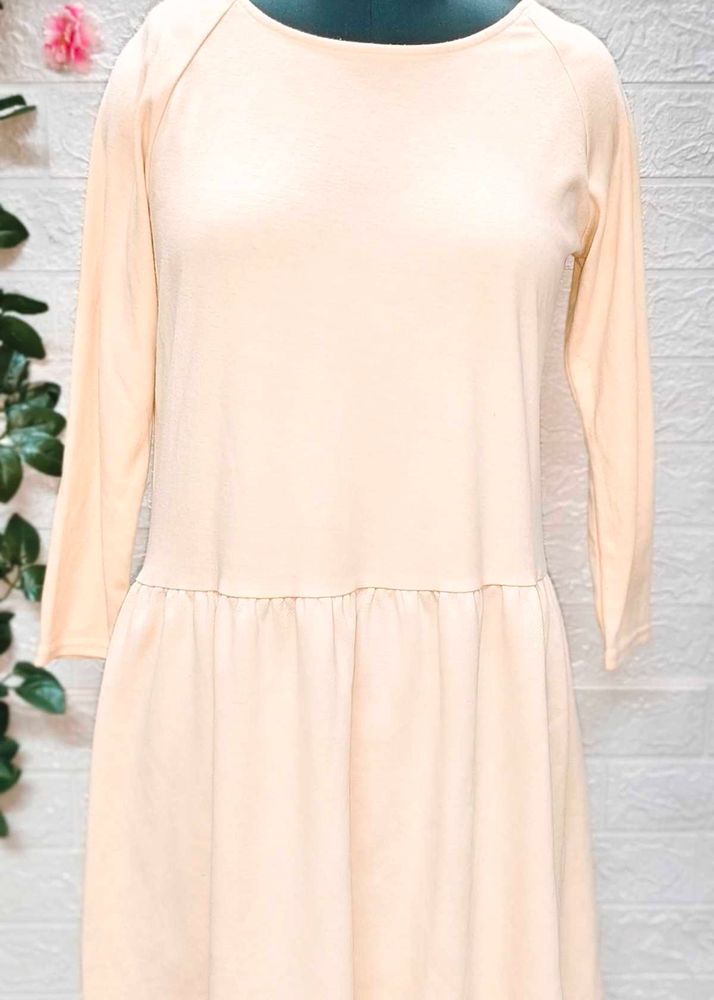 Peach Drop Waist Dress For M To L Size