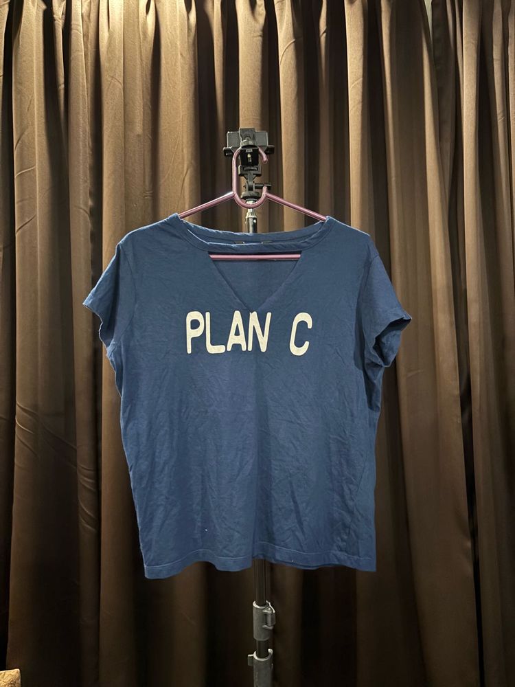 Plan C Cutout Graphic Tee - Blue