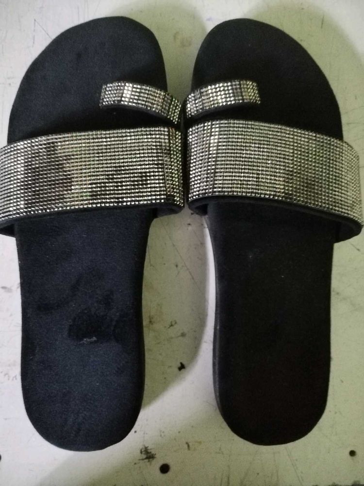 Black Rhinestone Flats