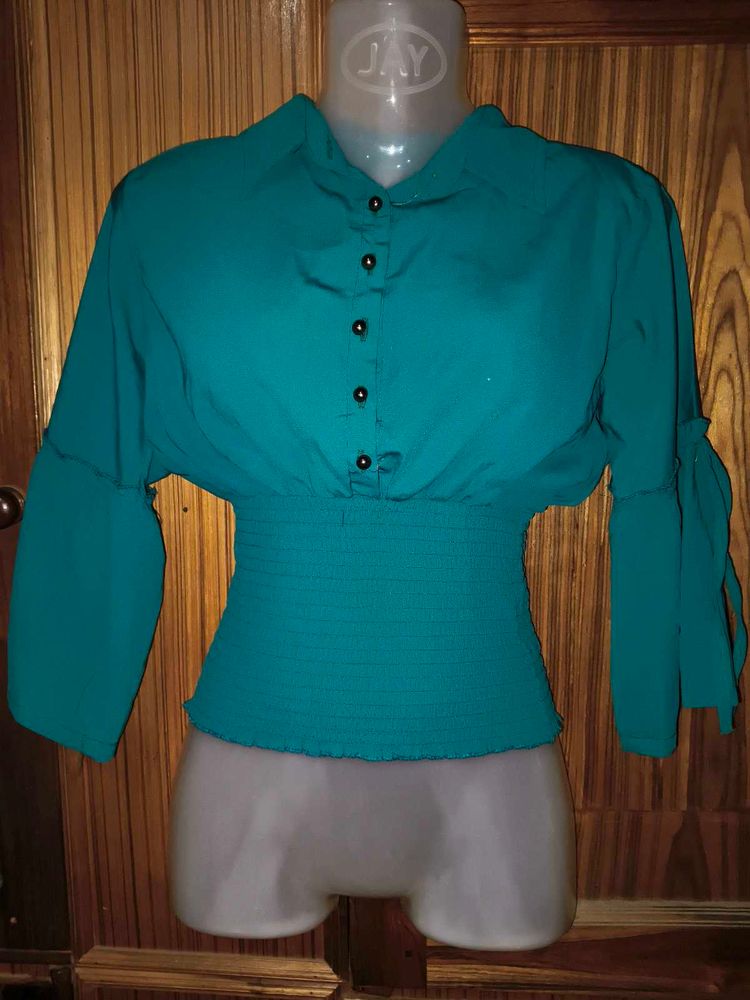Teal Button Down Blouse