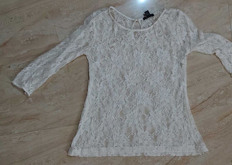 Girls White Top Net Type
