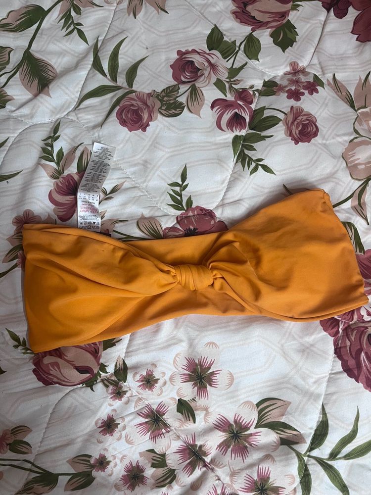 Misspap Orange Bandeau Padded Bikini Top