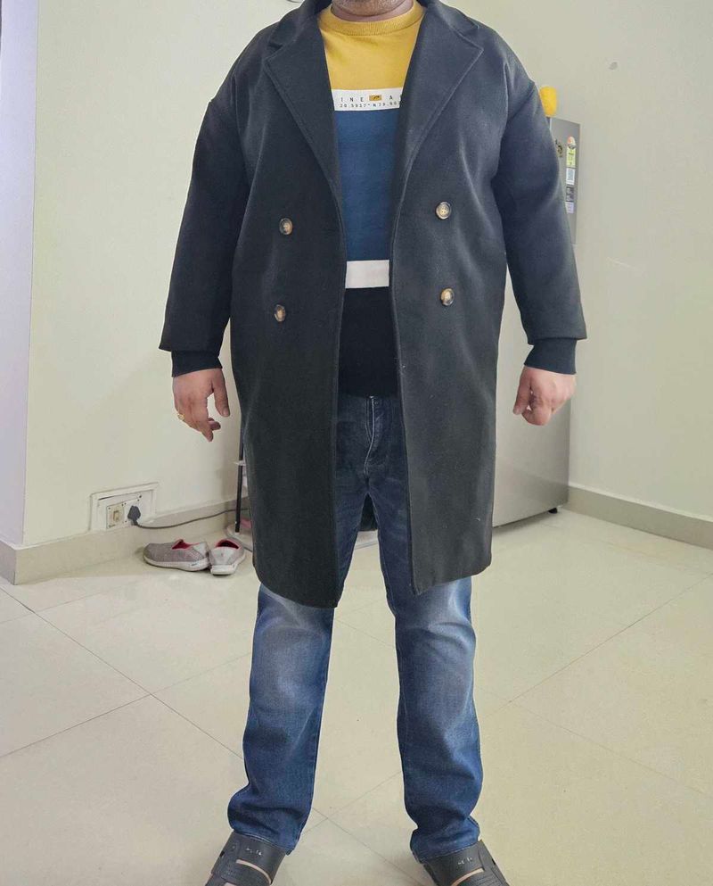 Korean Trendy Black Trench Coat