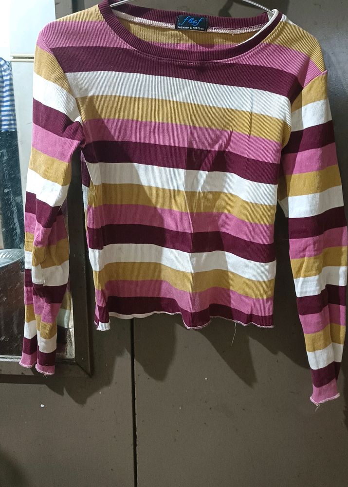 Ribbed Multicolour Strip Top