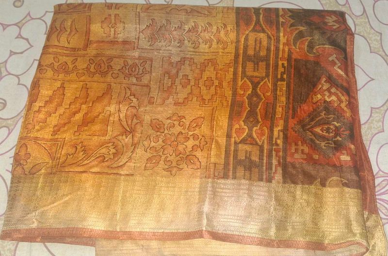 Printed Tusser Silk Saree