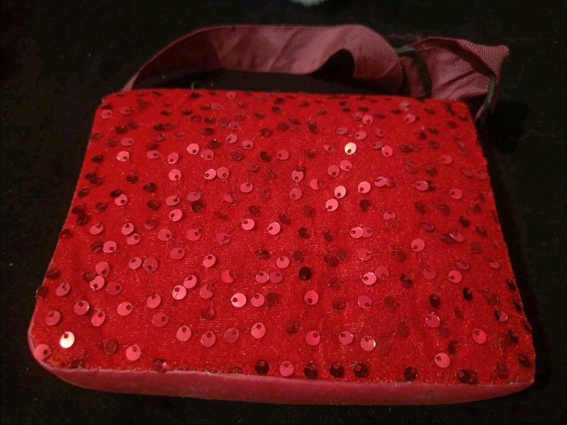 Vintage Red Sequin Party Bag