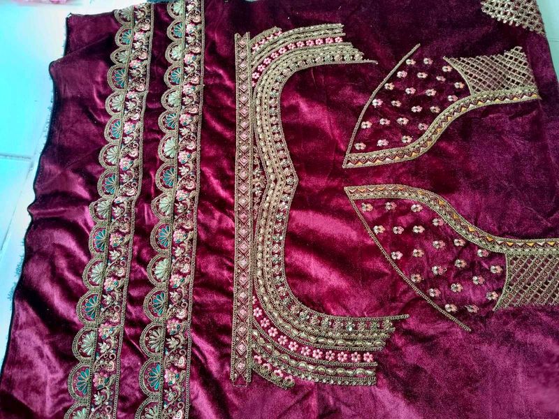 Embroidered Velvet Blouse Piece