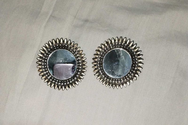 Oxidised Mirror Jhumka/ Earrings