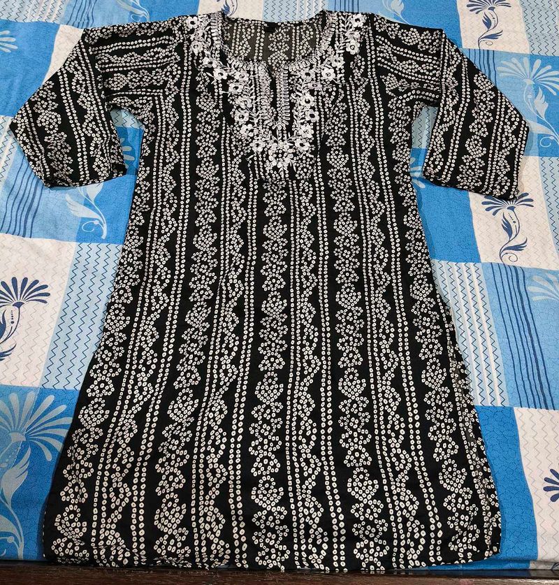 Elegant Black Batik Print Kurta