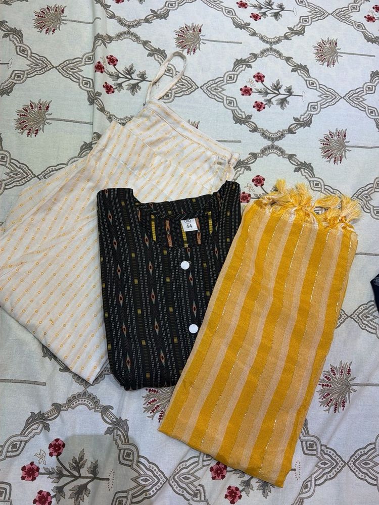Striped Kurta with Dupatta Set