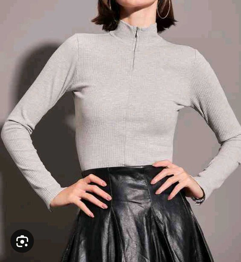 Grey Long Sleeve Top