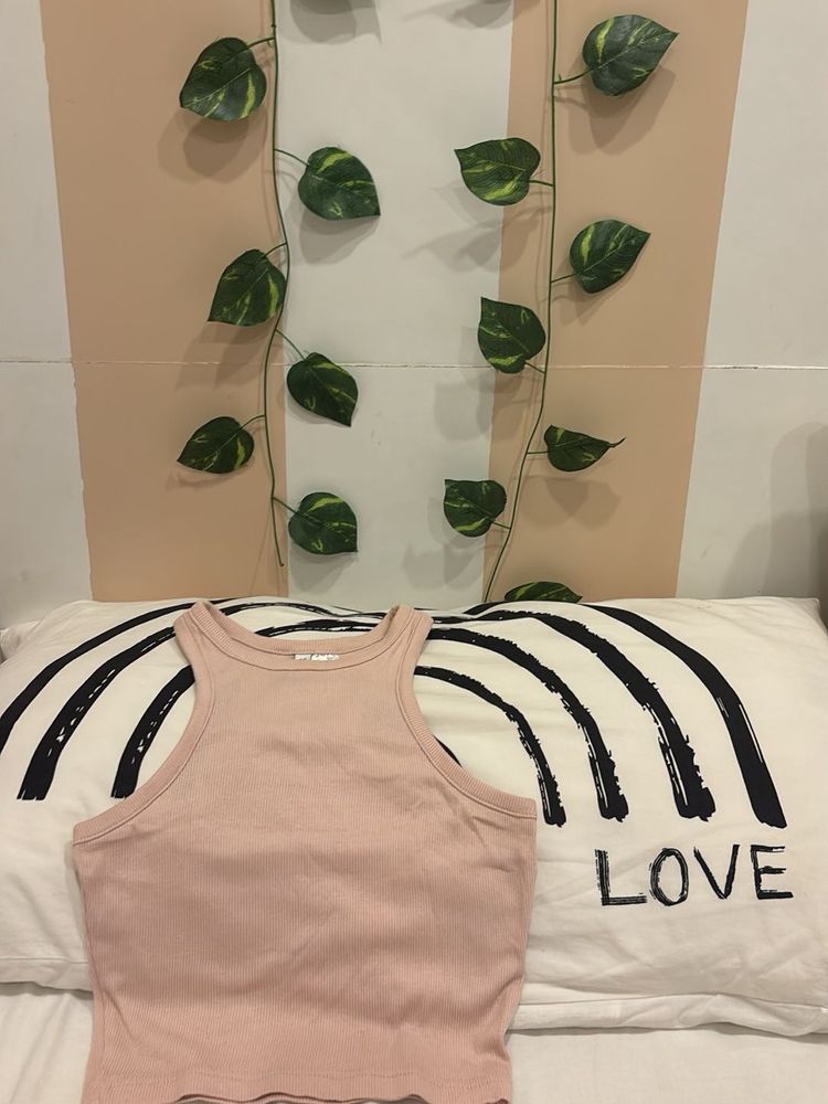 Pink Cropped Tank Top