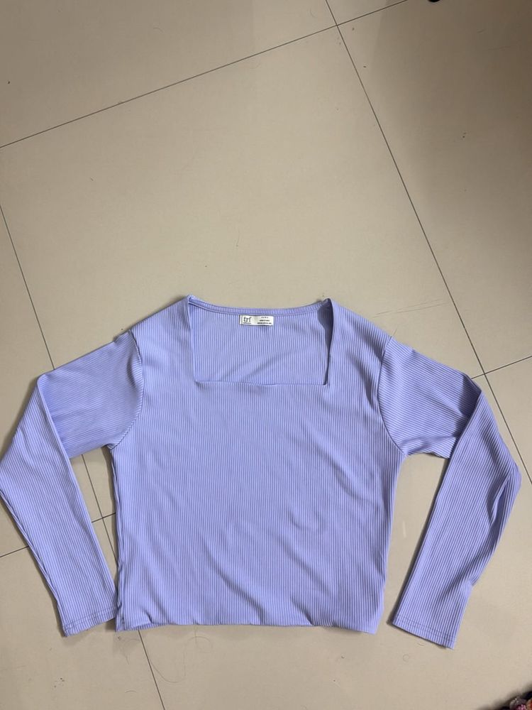 Zara Ribbed Square Neck Top