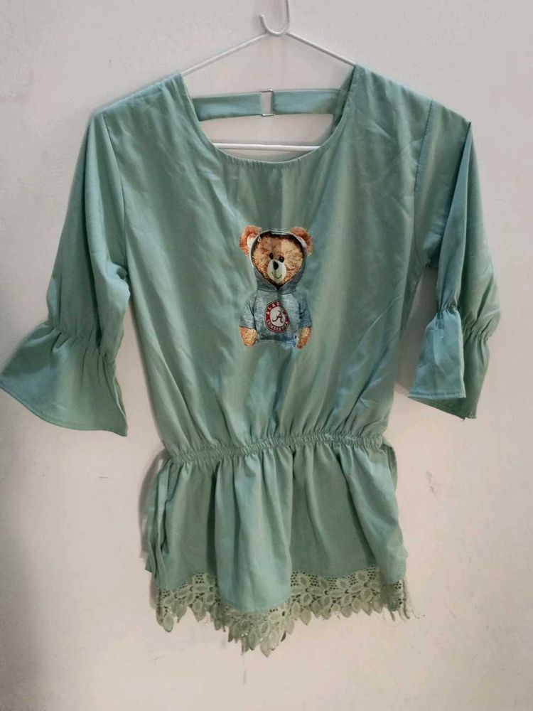 Green Teddy Top