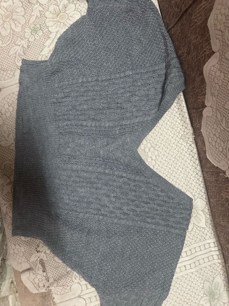 Gray Knit Dolman Sleeve Top