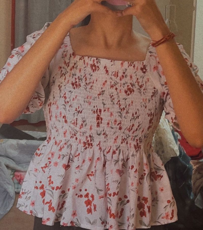 White Floral Top