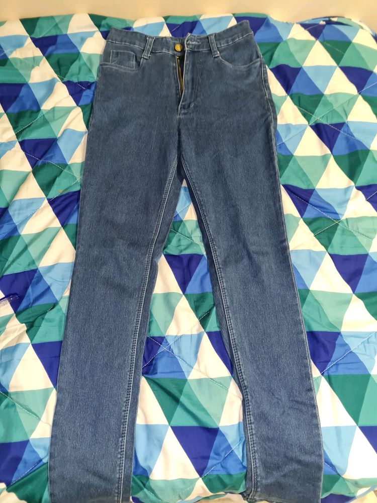 high waist dark blue skinny jeans