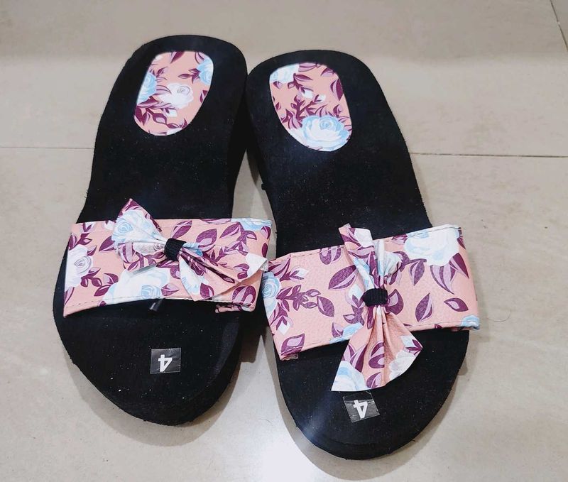 Floral Bow Slide Sandals Never Used